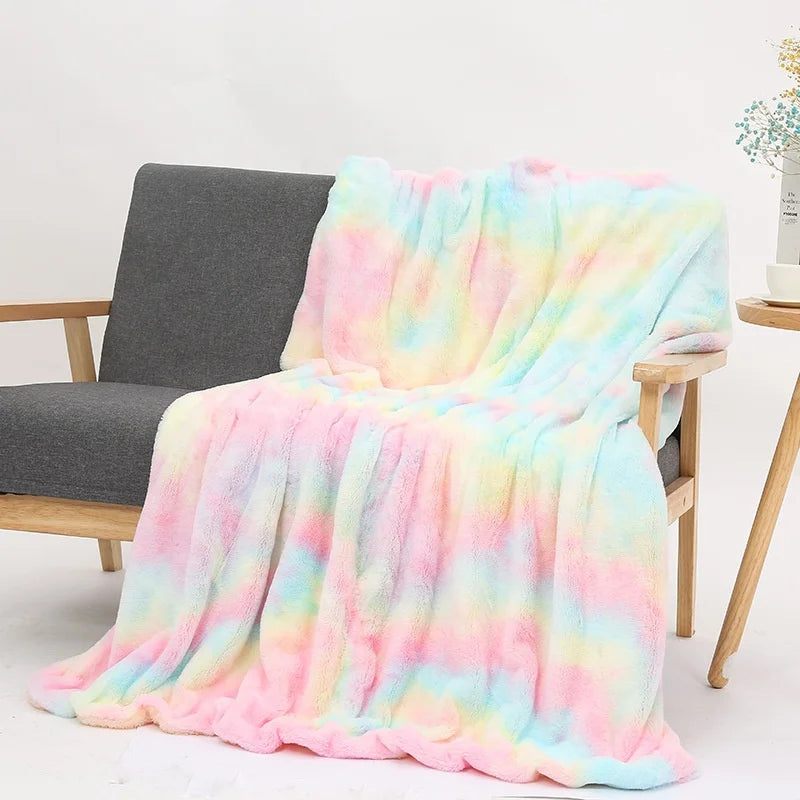 Personalized Customizable Tie-dye Plush Keep Warm Nap Blanket for Office Living Room Gift Blanket