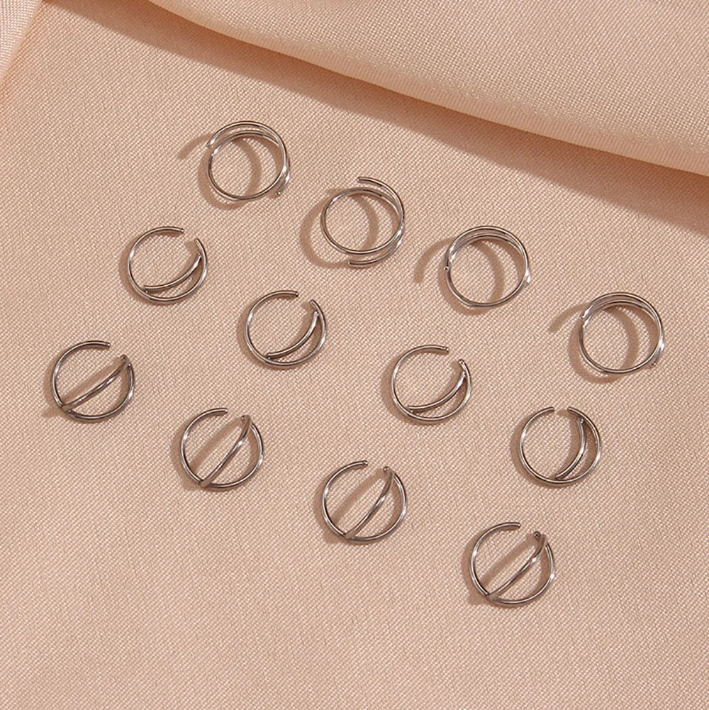 Minimalist Tarnish Free Hoop Clip on Nose Ring 316L Stainless Steel Fake Non Piercing Jewelry Set