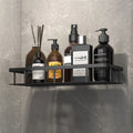 Float Wall Single Tier Stainless Waterproof Black Storage Shelf Adhesive Sticker Metal Bathroom Shelf for Bathroom