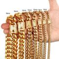 Best Seller 6-18mm  Stainless Steel Cuban Chain Necklace 18K Gold PVD Plated  Chain Custom Size for HIP HOP MAN