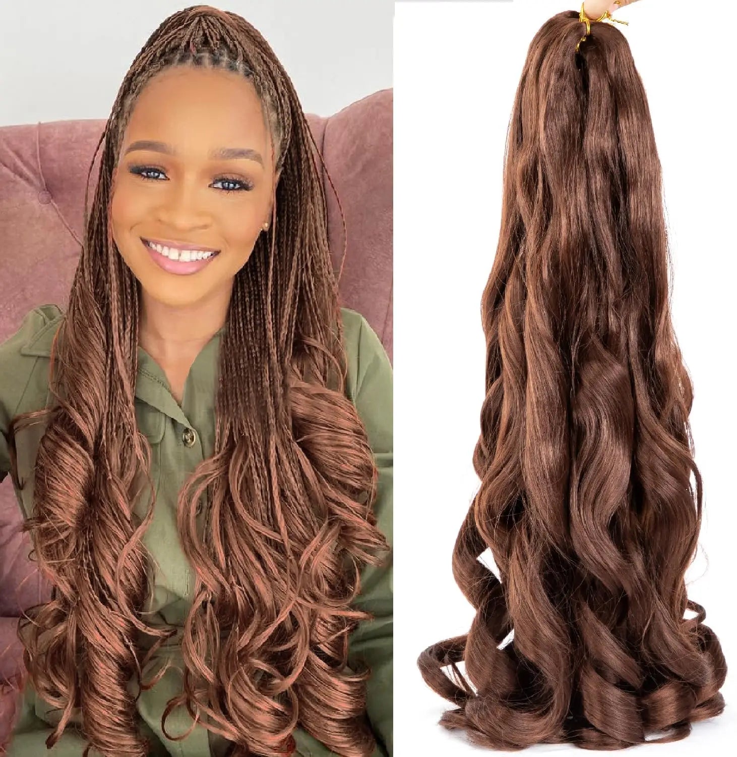 Wholesale High Temperature 150g French Curly Dyed Synthetic Single Weft 24 Inch Braiding Hair
