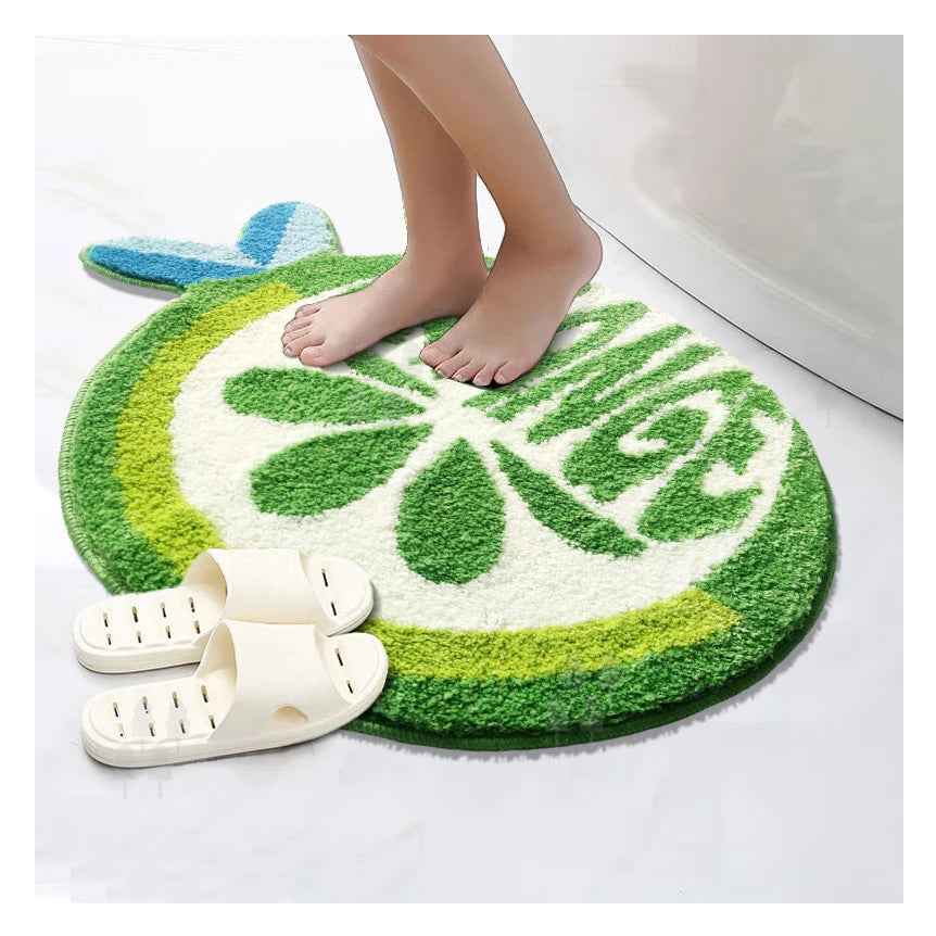 3D Microfiber Fruit Shape Bathroom Mat Tufted Print Pattern Machine Made Eco-Friendly Absorbent Super Soft Custom Design Rugs