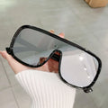 Luxury Custom Women Big Frame square Flat Top Vintage Mirror Shades Uv400 Oversize Black Sunglasses