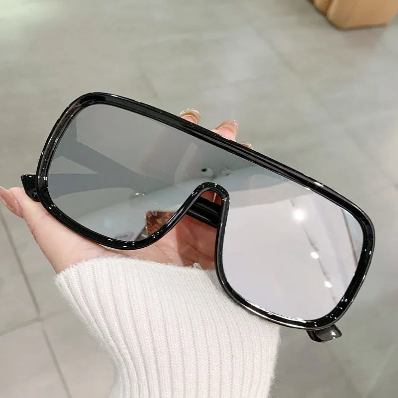 Luxury Custom Women Big Frame square Flat Top Vintage Mirror Shades Uv400 Oversize Black Sunglasses