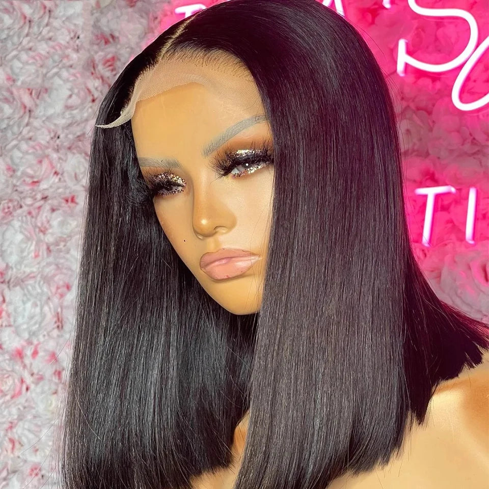 Bob Lace Human Hair Wigs for Women 8-14Inch Brazilian Straight Short Bob 4X1 13X1 Lace Human Hair Wigs