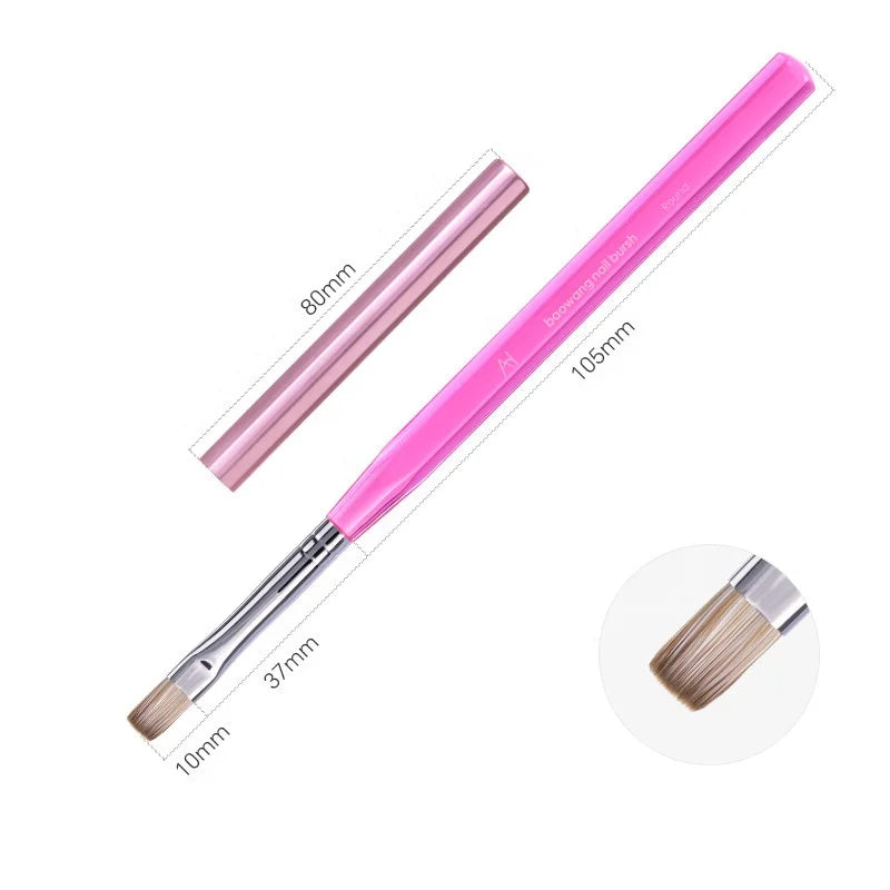 Wholesale Nylon Nail Art Brush BW505 1Pc Acrylic UV Gel Extension Builder Oval Hair Shape & Crimped Ferrule for Drawing Painting