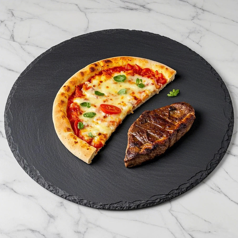 30cm Round Chinese Ardesia Pizarra Plates Dishes for Buffet and Shower Piatto Platos De Pizarra Pizarras Platos From China