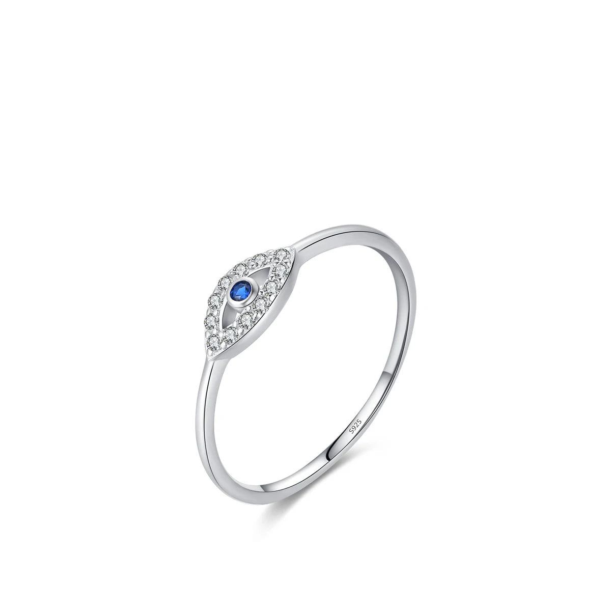 Fine Jewelry Factory Price 925 Sterling Silver Stackable Thin Rings Cubic Zirconia CZ Hollow Devil's Eye Ring