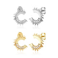 FUAMAY Aretes HyperBole 925 Sterling Silver Cubic Zirconia Stud Earrings Sun Earring With Zircon