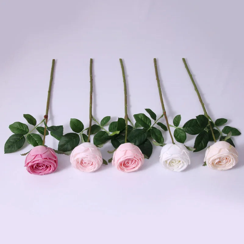 AF10909 High Quality Red White Artificial Flowers Real Touch Silk Rose Flowers in Bulk Wedding Home Decorative
