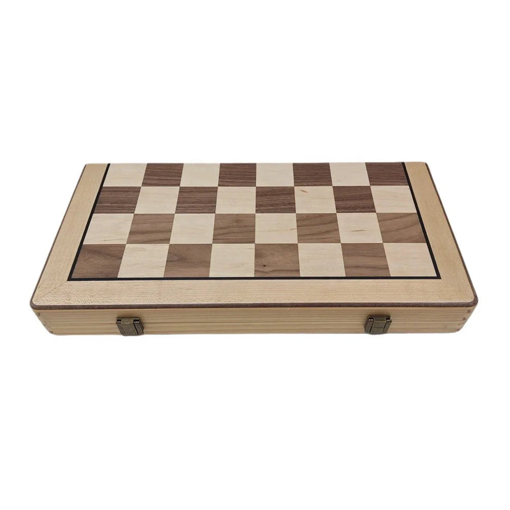 15 Inch Wooden Chess & Ludo Game Set Foldable Chess Box Luxury Magnetic Design for Children's Indoor Use Eco-Friendly High-Grade