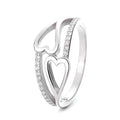 Heart Shaped Double Rings for Women Wedding Engagement Exquisite 925 Silver Rings