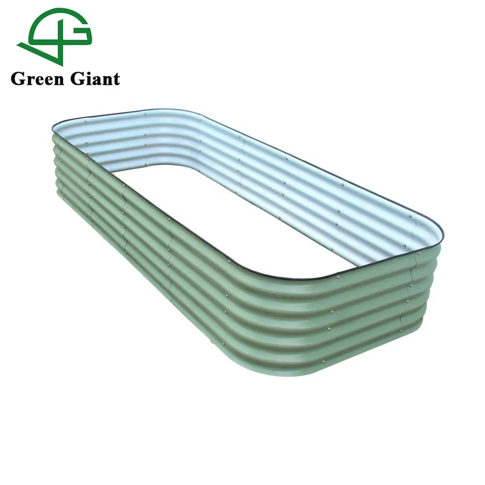 17" Tall 3.5ft*8ft Outdoor Aluzinc Galvanized Planter Box Modular Corrugated Metal Garden Raised Bed Kit (240x105x43cm)