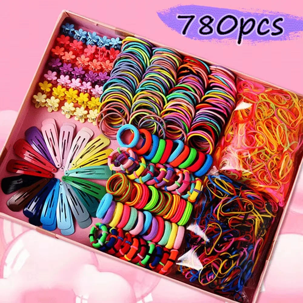 Hot Selling Mixed Color Girl Elastic Hair Band Hair Claws Clip Hair Pins Sweetcute Kids Baby Gift Hair Accessories