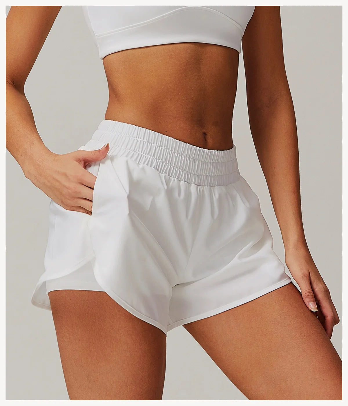 Fitness High Waist Sport Short Breathable High Elastic Gym Short With Pocket Elastic Waist Yoga Wear