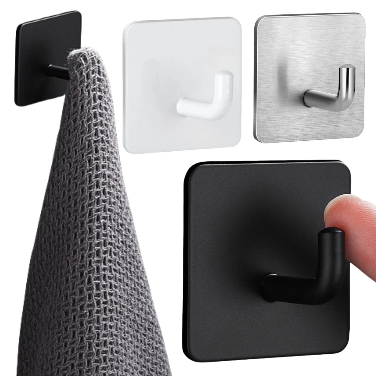Stainless Steel Bathroom Robe Hooks Adhesive Wall Hook Towel Holder Bathroom Kitchen Hardware Multi-Purpose Hanger Hook