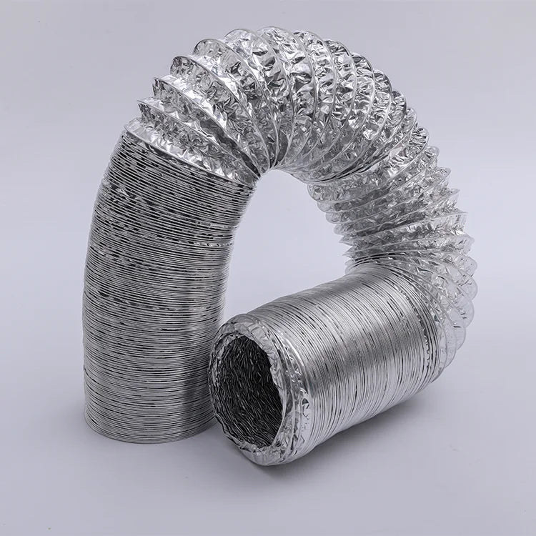 6m Length Flame Retardant Steel Wire Reinforced Aluminum Foil Single Tube Flexible Air Duct Hose for HVAC System