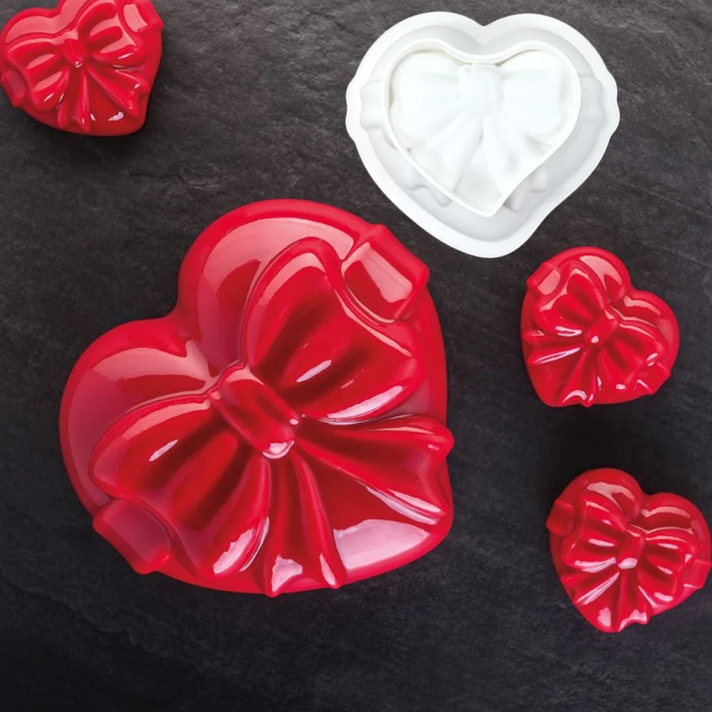 D5071 Valentine's Day Heart Bow Pudding jelly Mousse Aromatherapy decorate Fondant Cake Chocolates Resin Mold  Silicone 3D Mould