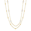 RINNTIN GPN62 Double Layer Stacked Cultured Freshwater Pearl 14k Gold Plated with Real 925 Sterling Silver Necklace