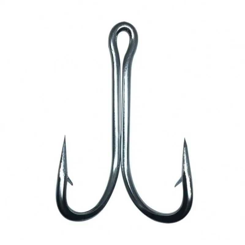 Stainless Steel Double Fishing Hook 8 Sizes Hook for Lake Ocean Beach Reservoir Fishing