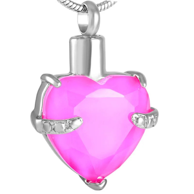 Bigger Ash Room Stainless Steel Heart Birthstone Crystal Urn Necklace Memorial Keepsake Cremation Birthstone Urn Cremation Ashes