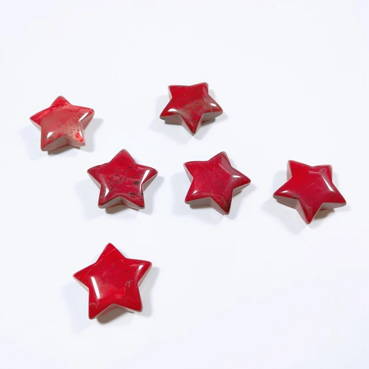 Huiying Natural Crystal Red Jasper Star Stone For Healing Crafts