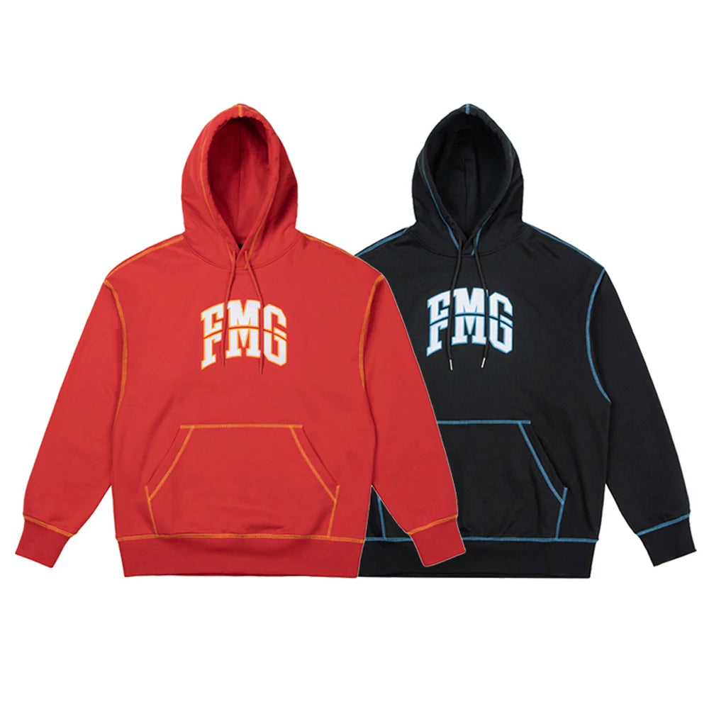 Custom Embroidered Toothbrush Design Autumn Oversized Unisex Men's Hoodie 100% Cotton Sweatshirt Contrasting Color Stitched