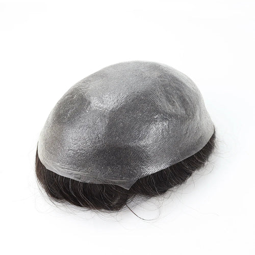 0.02mm Pu Base Men Toupee  V-Looped Hairpiece Indian Remy Hair Wig for Men Ultra Thin Skin Hair Replacement System