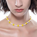 18K Gold Plated Stainless Steel Jewelry Smile Face Chain Natural Pearl for Women Party Choker Waterproof Necklace P213226
