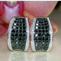 CAOSHI Wholesale Vintage Style Black Enamel White Zircon Earring for Women/Men Trendy Party Jewelry Silver Plated Stud Earrings