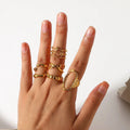 Wholesale Geometric Oval Open Rings Jewelry Women Hearts Moon Star Snake Finger Aceessries 18k Gold Stainless Steel Rings Female
