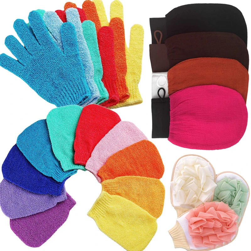 Wholesale Exfoliating Nylon Bath Gloves Bath Shower Soft Material Rayon Korean Deep Cleaning Body Scrub Gloves Exfoliating Mitt
