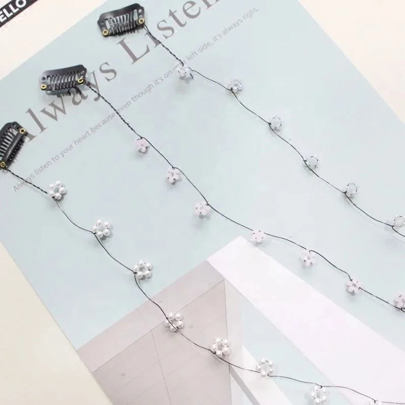Vekelee Women's European & American Style  Crystal Gradient Color Flower Braid Hair Chain Decoration Wedding Hair Clip