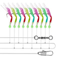 WEIHE 3 Colors Simulated Fishskin Sabiki Hooks 7#-15# With Snap and Swivel for Freshwater Saltwater