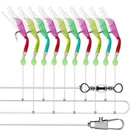 WEIHE 3 Colors Simulated Fishskin Sabiki Hooks 7#-15# With Snap and Swivel for Freshwater Saltwater