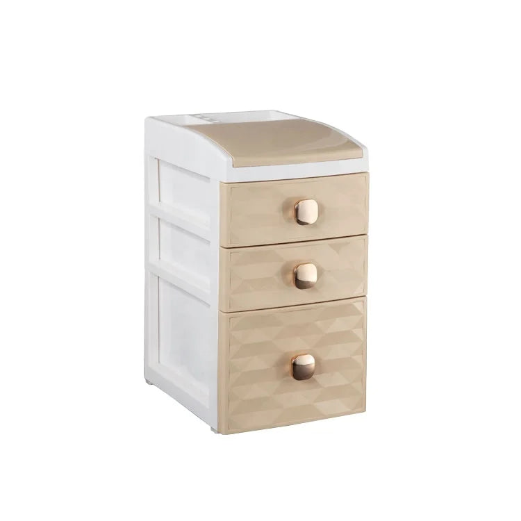 Haogle Household Make up Tissue Sundries Containers Storage Box Three Layers Plastic Drawers Flat Top Desktop Cabinet