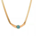 Nabest Stainless Steel Women Personalized Punk Necklaces Gold Filled Waterproof Jewelry Turquoise Gemstone Charm Necklace