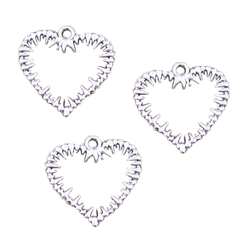 Fashion Charms Antique Silver Color Alloy Charms Pendant Thorns Heart Bramble for Jewelry Making 24x24MM