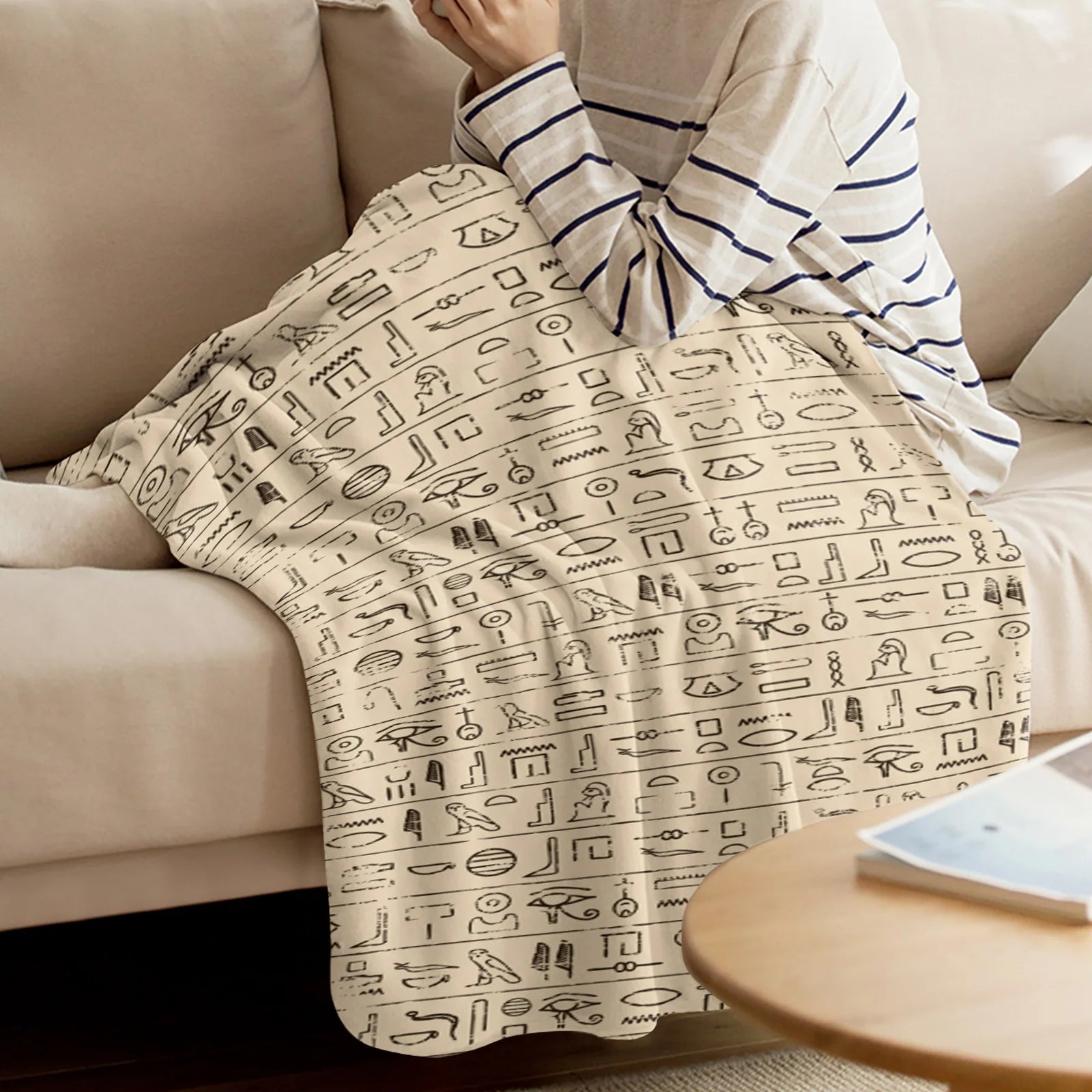 Retro Style Egypt Pattern Printed Home Decor Soft Blanket Custom 3D Printed Fleece Flannel Blanket for Winter