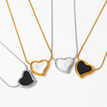 BJG0343N New Vintage Crooked Peach Heart Shell Pendant Stainless Steel Light Luxury Clavicle Necklace