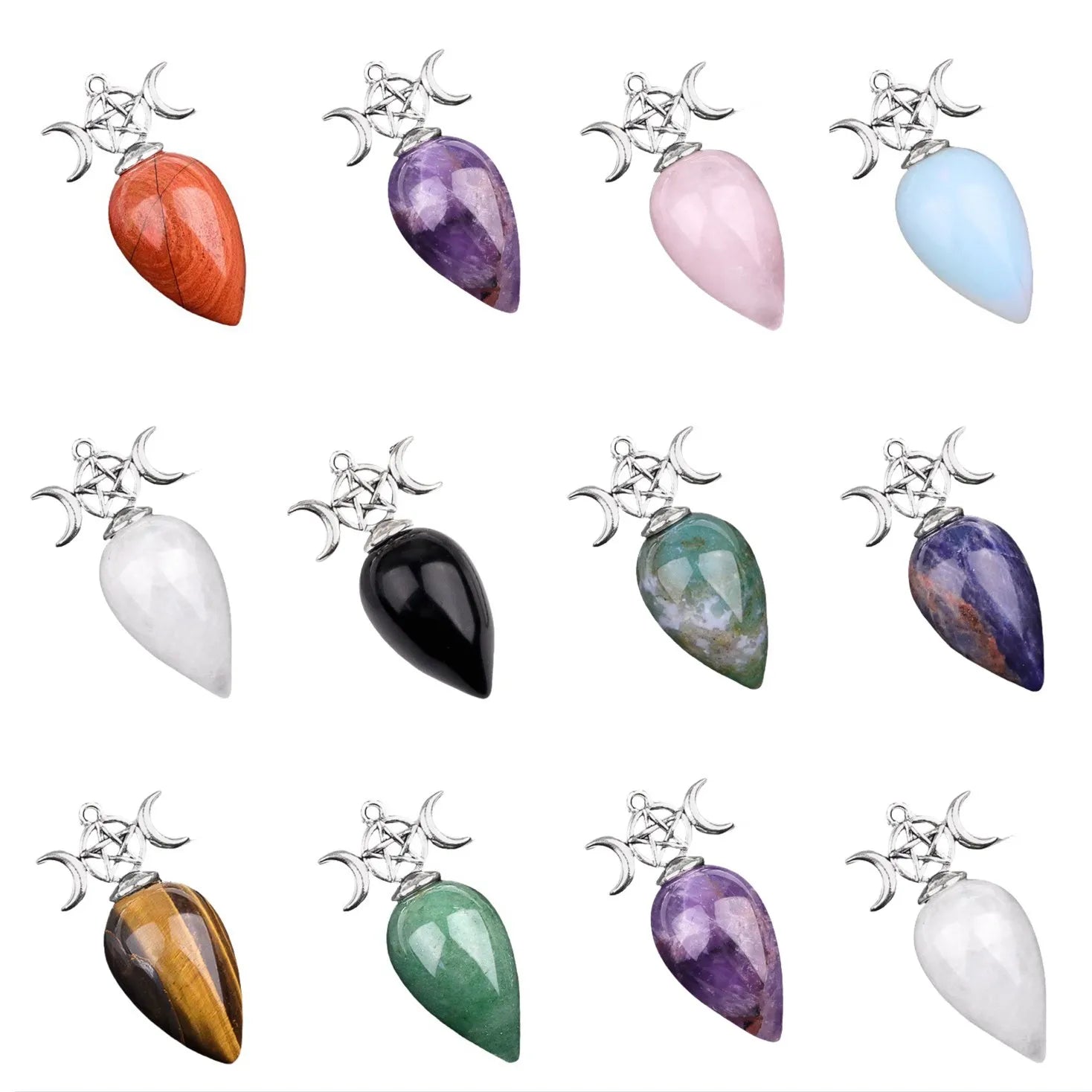 Wholesale Three Phase Month Water-drop Pendant Natural Crystals Gemstones Pendulum Pendant Hanging Ornaments