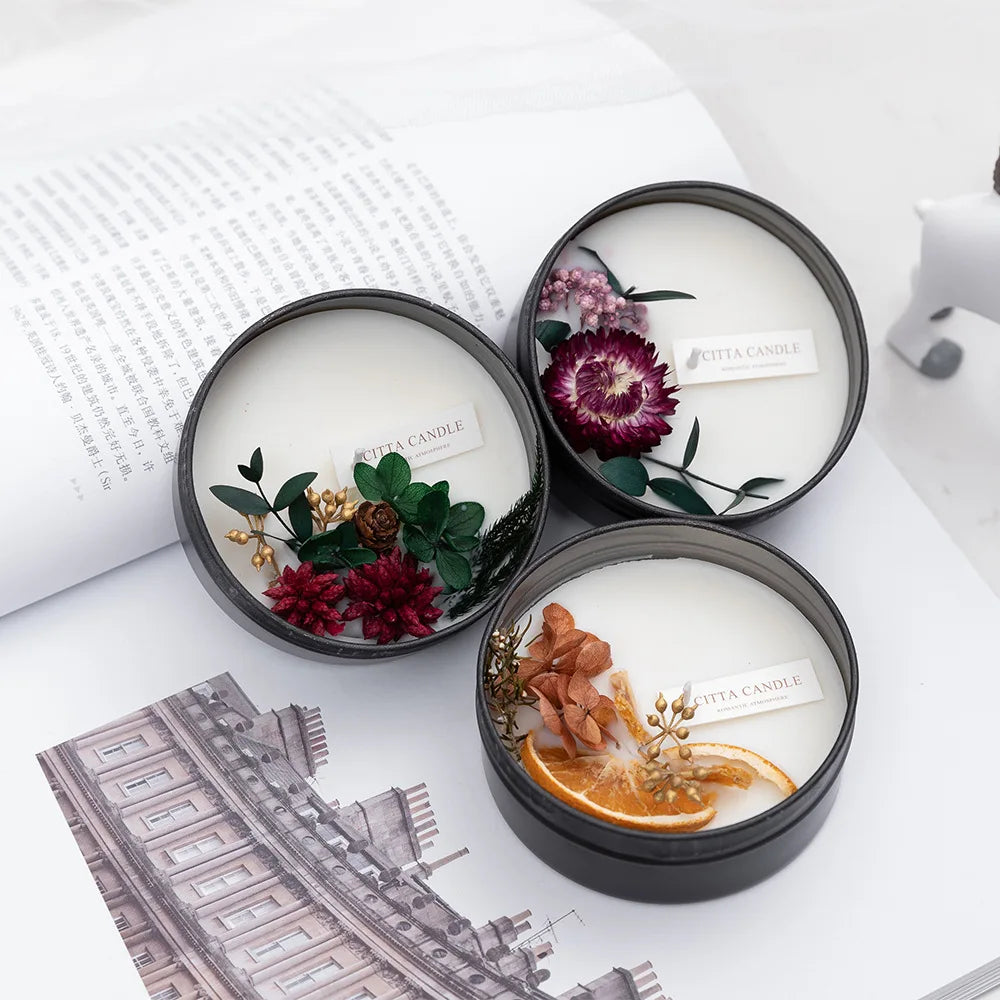 2020 Hot Selling Soy Wax Dried Flower Candles with Music for Valentine's Day Home Decoration