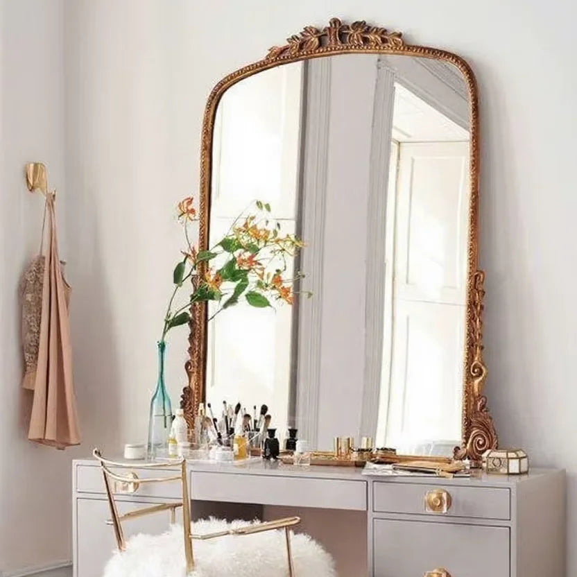 Antique Oversize Large Full Length Flower Decor Floor Mirror