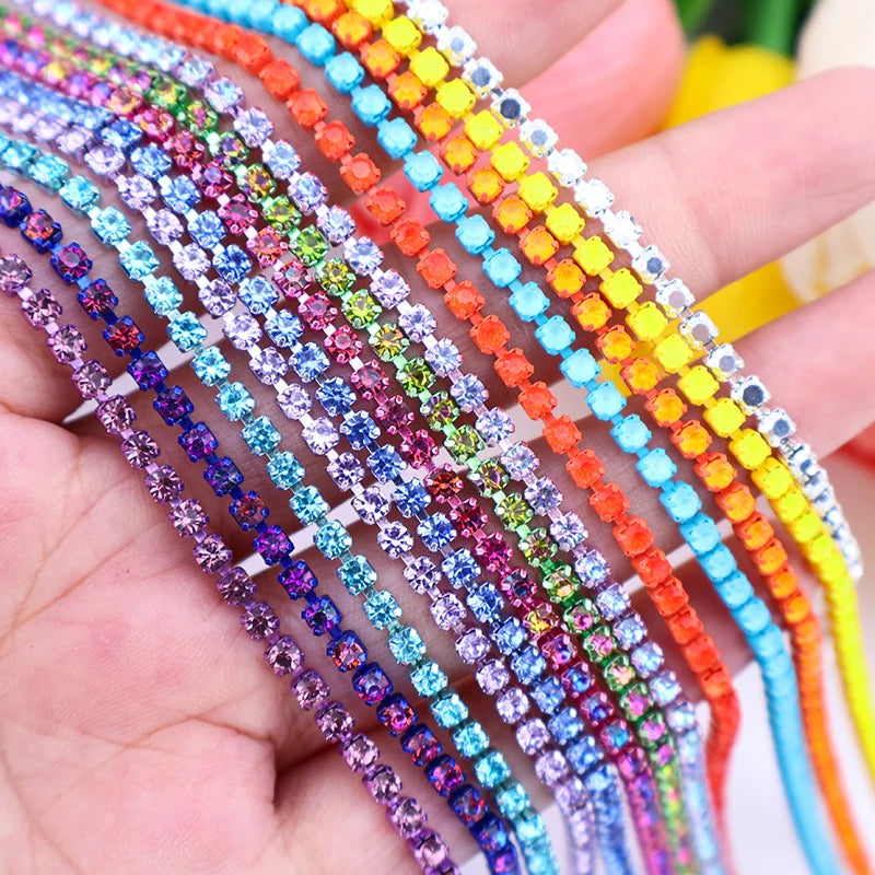 Wholesale Multi-Color DIY Clothing Accessories SS6-SS12 Claw Chain Water Diamond Rhinestones Rhinestone Cup Chain Metal