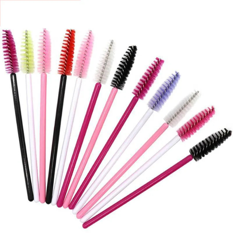 Wholesale Portable Medium Disposable Plastic Graft Eyelash Roller Comb Makeup Tool Multiple Color 50pcs/bag
