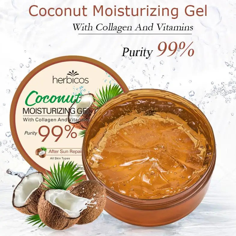 Herbicos OEM Natural Sunburn Repairing 300ml Face Nourishing Gel Anti Acne Oil Control 99% Coconut Moisturizing Gel