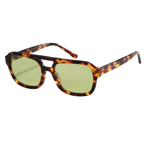 DL GLASSES Stylish Double Bridge Sunglasses Wholesale Leopard Sun Shades UV400 Rectangle Acetate Luxury Unisex White 2024
