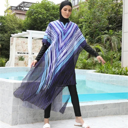 MOTIVE FORCE Newest Selling Custom Color Hijab Long Sleeves Swimsuit 3pcs Cover up Islamic Burkini Muslim Swimwear Women