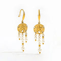 New Vintage Bohemia 18k Gold Plated Stainless Steel Sea Star Imitation Pearl Tassel Stud Earring Geometric Jewelry for Women