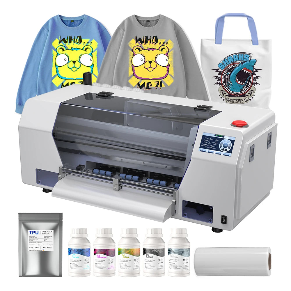 EU Ready to Ship 30CM DTF Printer XP600 No Weeding No Cutting Direct to Film Printer for T Shirt Printing Business Starter Kit